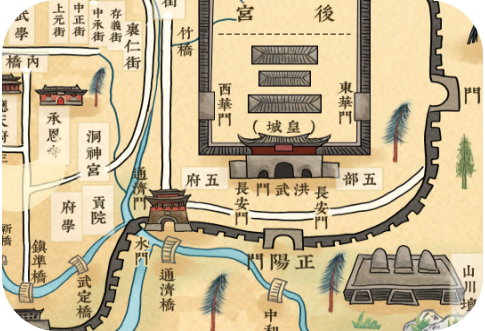 南京城市旅游地图插画
